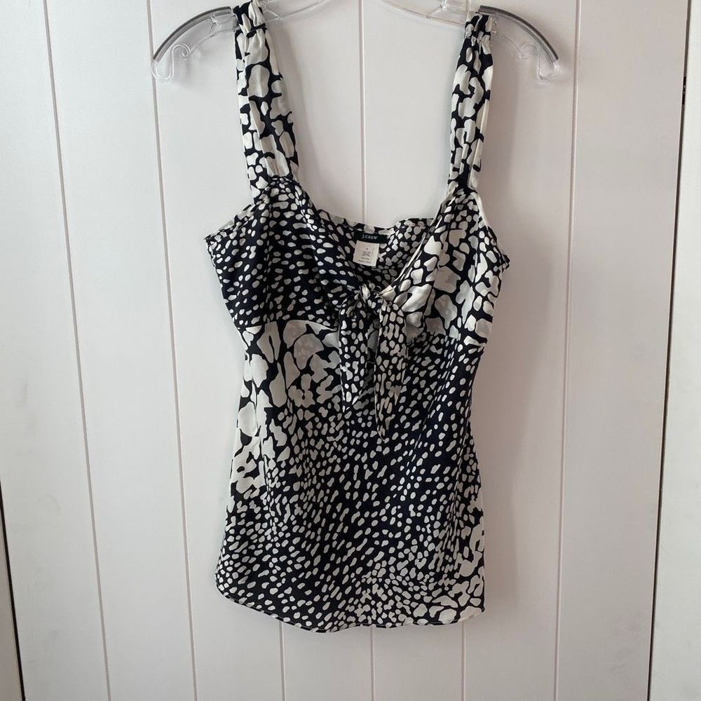 J. Crew Factory Black and White Printed Tie-Front Camisole